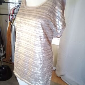 Pink Martini Cream Sequin Sleeveless Blouse